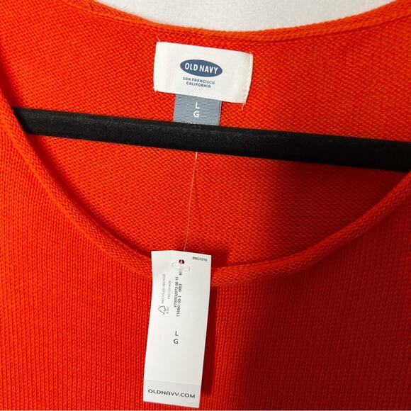 OLD NAVY / orange pink colorblock oversized scoop neck sweater / L - Picture 5 of 7
